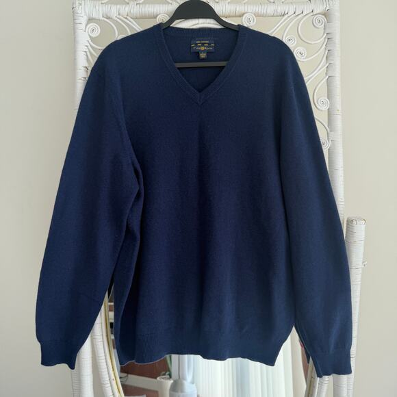 Club Room Cashmere Sweater Large Navy Minimalist Quiet Luxury Pullover - Picture 5 of 9